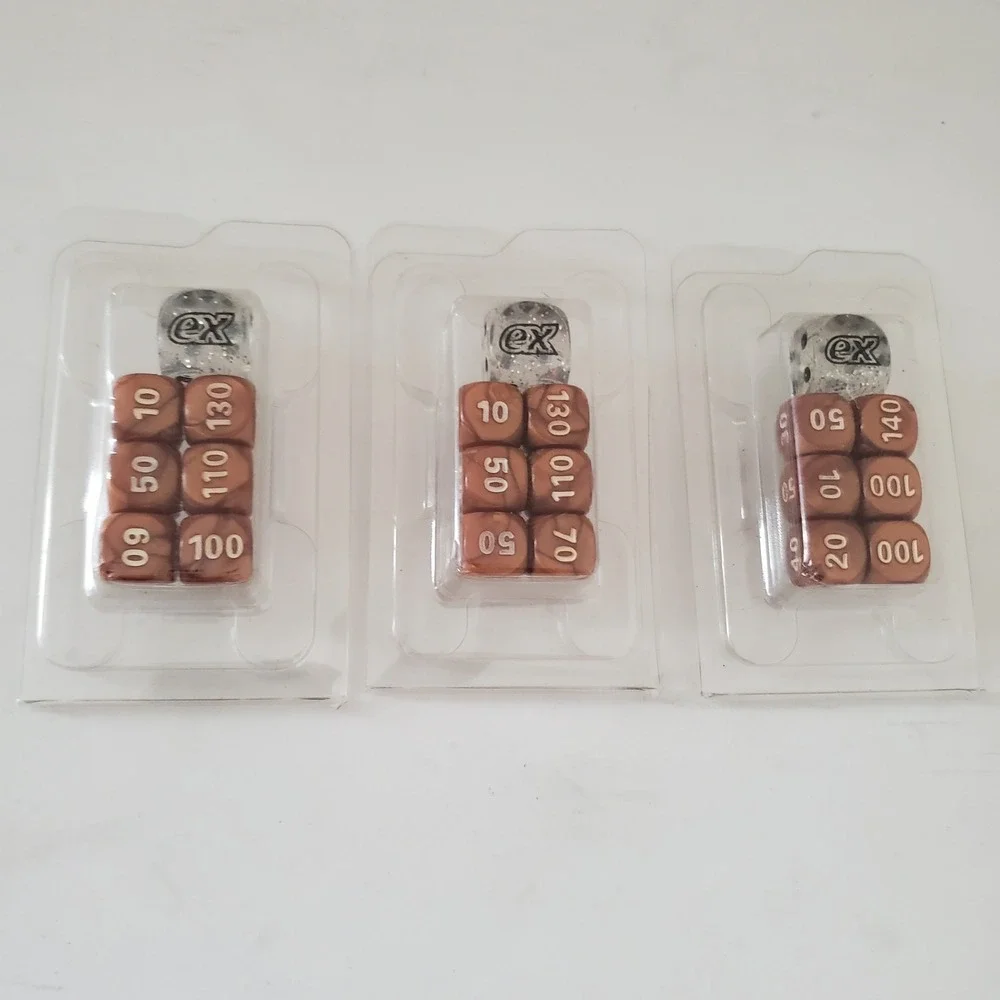 Pokemon TCG Damage Counter Dice Lot 3 Sets Marbled Bronze White ex Glitter Dice